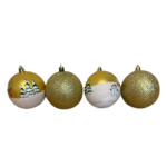 Set van 4 Goudkleurige Kerstballen met Winterdecoratie en Glitter - Zerostock - Opkoper